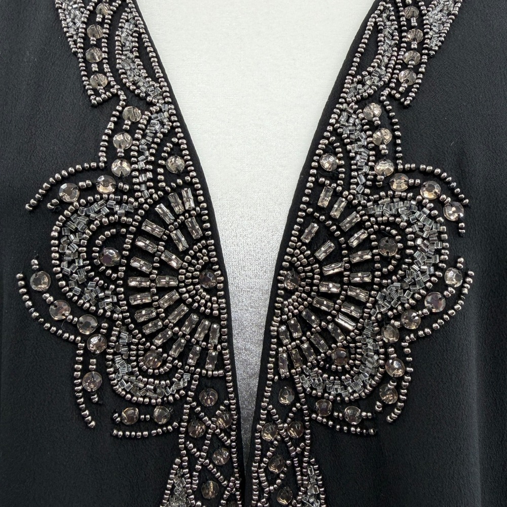 Soft Surroundings Calista Cardi Jacket Hand Beaded in Black Silver Size L NWT - Picture 5 of 13